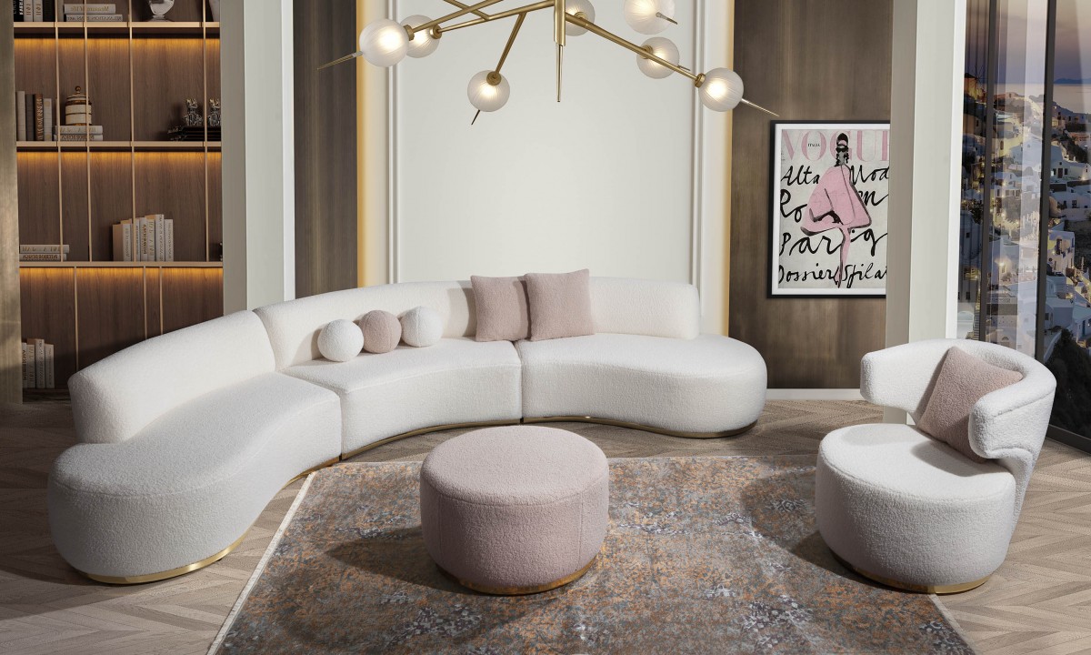 Monza Köşe Koltuk BERJER & PUF Beyaz Monza Köşe Koltuk BERJER & PUF Beyaz