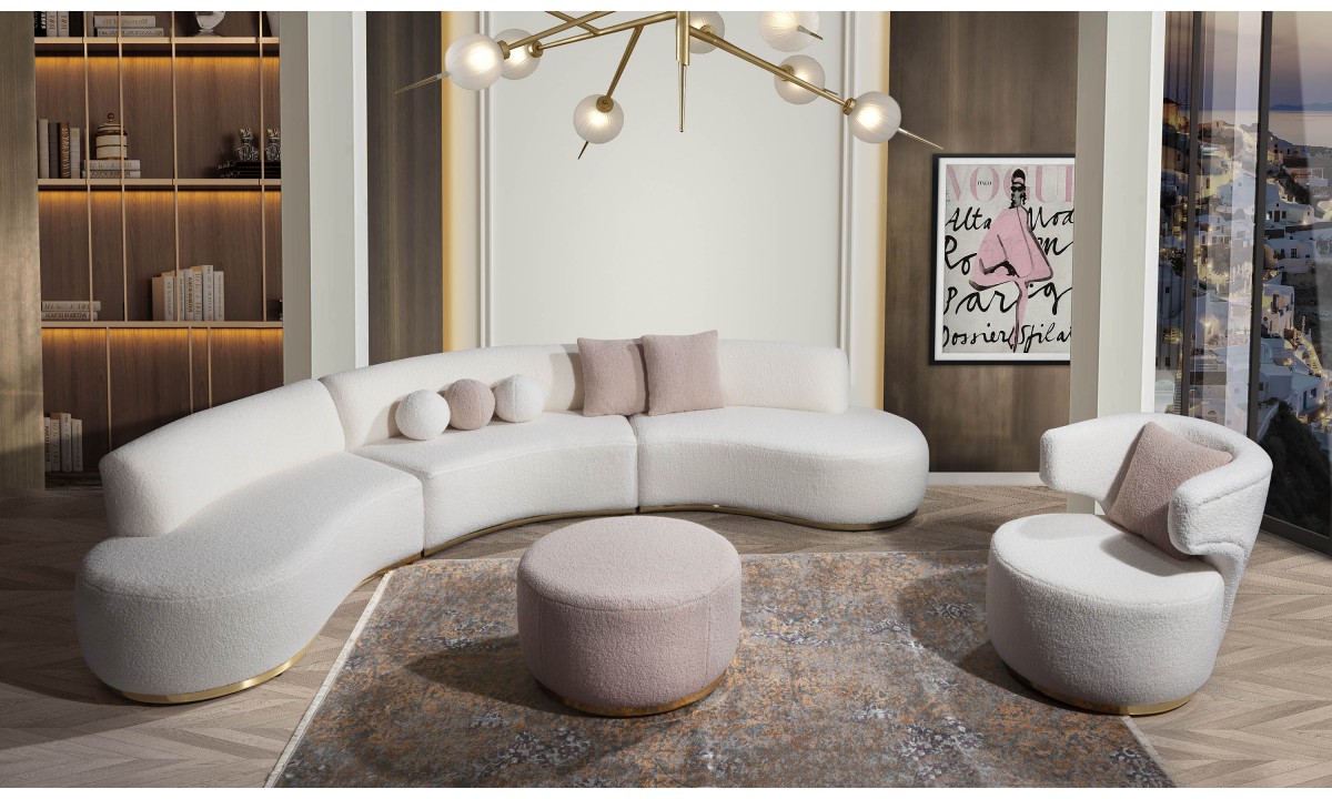 Monza Köşe Koltuk BERJER & PUF Beyaz